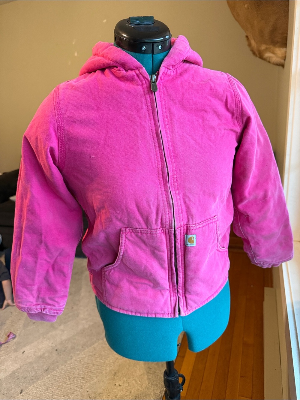 Carhartt Kids Pink Hooded Puffer Jacket